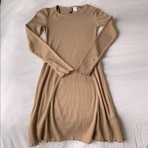 Long Sleeve Brown Sweater Dress